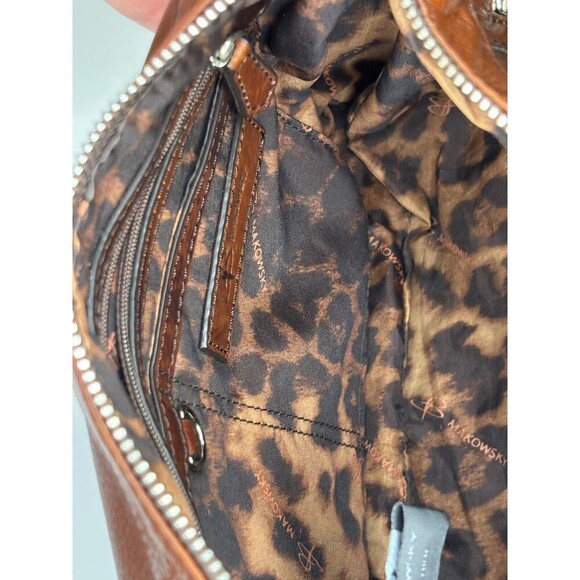 B Makowsky Boho Brown Leather Shoulder Crossbody Bag Tassels Zippers Authentic - Picture 9 of 12